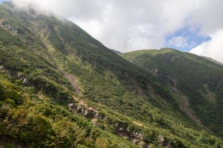 沢筋と登山道