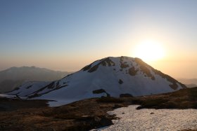 旭岳と夕陽