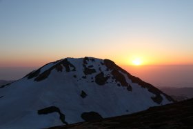 旭岳と沈む夕日