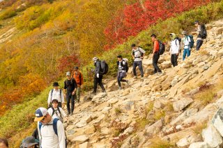 揃って下山